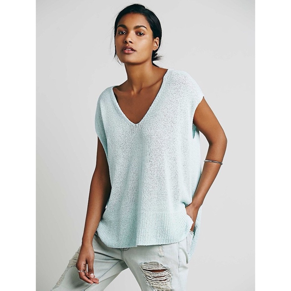 Free People Mint Sleeveless Tunic Sweater